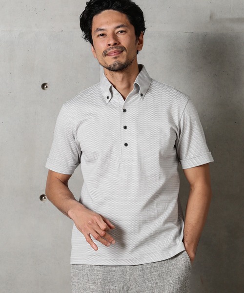 MEN'S BIGI（メンズビギ）の「【COOL MAX(クールマックス)】ボタンダウンポロシャツ/TAILORED WEARライン（ポロシャツ・メンズ・ホワイト/ライトグレー/ネイビー/ブルー・01/02/03）」の6枚目の写真