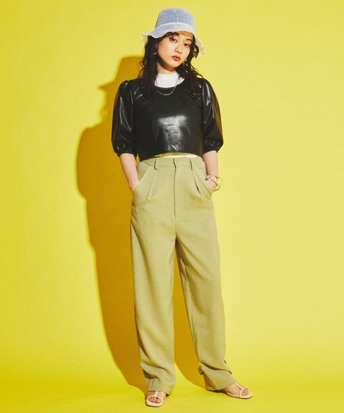 dispark（ディスパーク）の「DISPARK/ヘムベルトタックパンツ（スラックス・レディース・オレンジ系その他3/グリーン系その他2・FREE）」の3枚目の写真