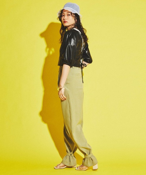 dispark（ディスパーク）の「DISPARK/ヘムベルトタックパンツ（スラックス・レディース・オレンジ系その他3/グリーン系その他2・FREE）」の5枚目の写真