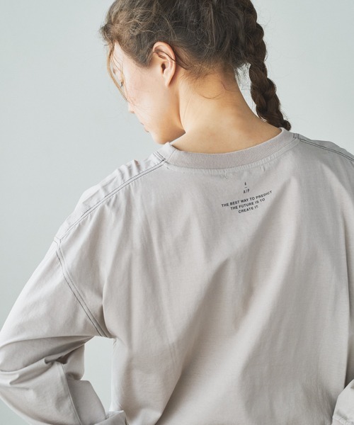 PUAL CE CIN(ピュアルセシン)の「配色ステッチシルケットプルオーバー(Tシャツ/カットソー・レディース・ホワイト/グレイッシュベージュ/ブラック・FREE)」の1枚目の写真