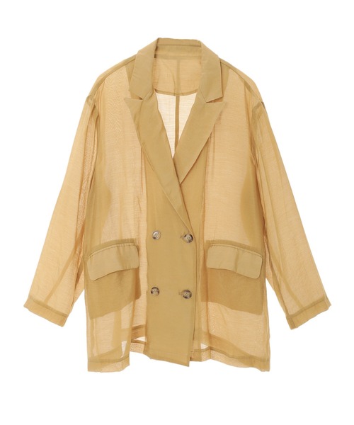 fifth(フィフス)の「シアーダブルボタンジャケット(ライダースジャケット・レディース・グリーン/マスタード・MEDIUM)」の3枚目の写真