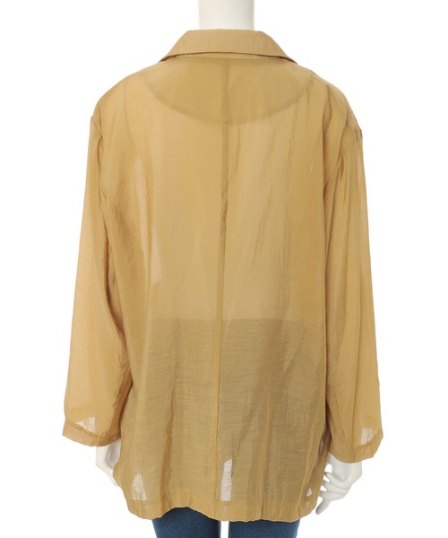 fifth(フィフス)の「シアーダブルボタンジャケット(ライダースジャケット・レディース・グリーン/マスタード・MEDIUM)」の6枚目の写真