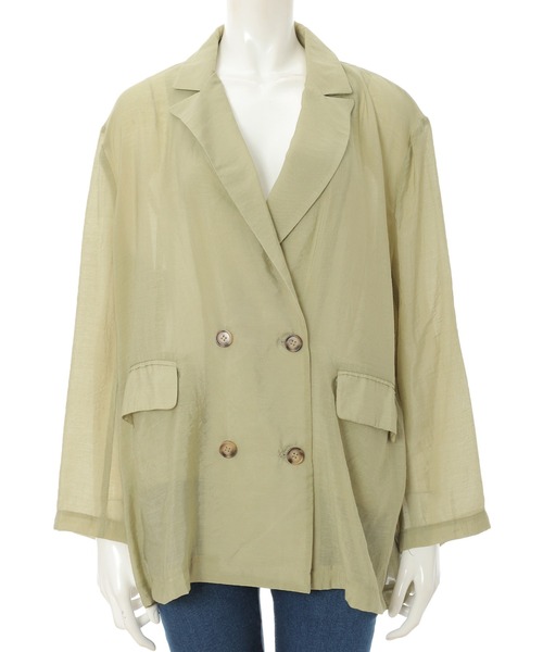 fifth(フィフス)の「シアーダブルボタンジャケット(ライダースジャケット・レディース・グリーン/マスタード・MEDIUM)」の10枚目の写真