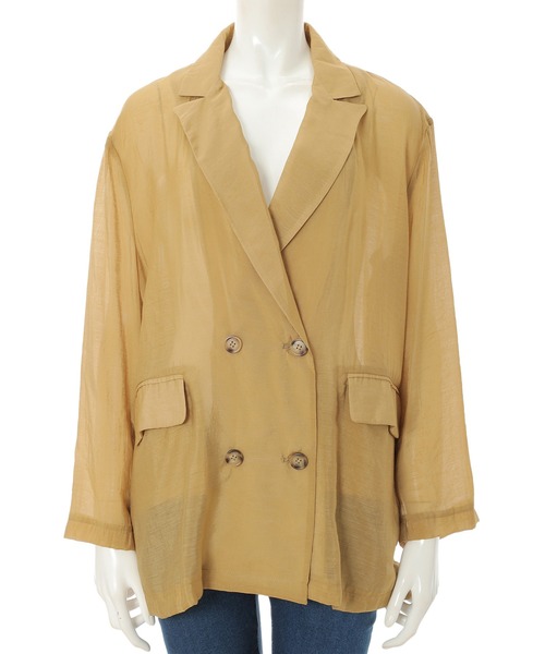 fifth(フィフス)の「シアーダブルボタンジャケット(ライダースジャケット・レディース・グリーン/マスタード・MEDIUM)」の11枚目の写真