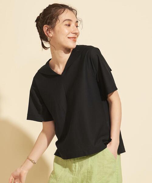 BEAUTY&YOUTH UNITED ARROWS（ビューティーアンドユースユナイテッドアローズ）の「BY ツイル セーラーカラー ショートスリーブカットソー（Tシャツ/カットソー・レディース・ブラック/オフホワイト/ライム・FREE）」の2枚目の写真