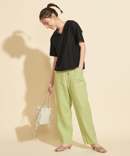 BEAUTY&YOUTH UNITED ARROWS（ビューティーアンドユースユナイテッドアローズ）の「BY ツイル セーラーカラー ショートスリーブカットソー（Tシャツ/カットソー・レディース・ブラック/オフホワイト/ライム・FREE）」の7枚目の写真