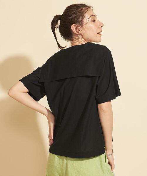 BEAUTY&YOUTH UNITED ARROWS（ビューティーアンドユースユナイテッドアローズ）の「BY ツイル セーラーカラー ショートスリーブカットソー（Tシャツ/カットソー・レディース・ブラック/オフホワイト/ライム・FREE）」の9枚目の写真