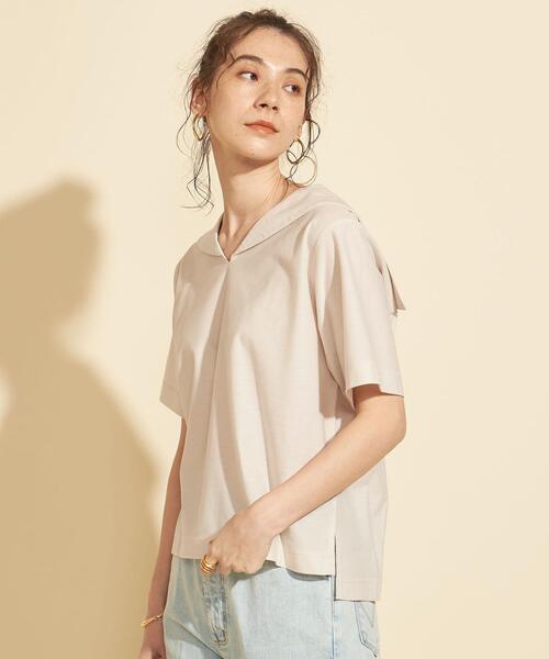 BEAUTY&YOUTH UNITED ARROWS（ビューティーアンドユースユナイテッドアローズ）の「BY ツイル セーラーカラー ショートスリーブカットソー（Tシャツ/カットソー・レディース・ブラック/オフホワイト/ライム・FREE）」の12枚目の写真
