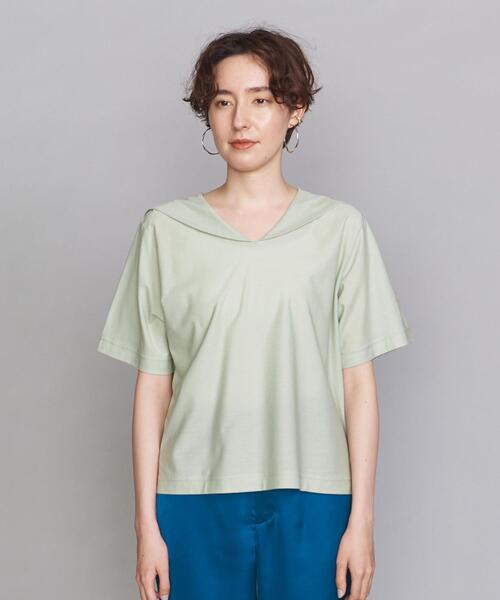 BEAUTY&YOUTH UNITED ARROWS（ビューティーアンドユースユナイテッドアローズ）の「BY ツイル セーラーカラー ショートスリーブカットソー（Tシャツ/カットソー・レディース・ブラック/オフホワイト/ライム・FREE）」の14枚目の写真