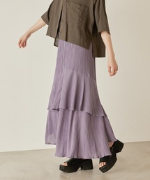 mikke | プリーツアシンメトリー切り替えティアードマーメイドスカート(スカート)