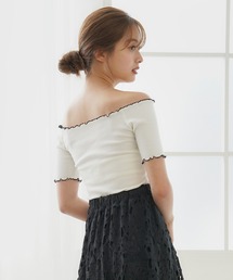 MIIA | 配色メローオフショルトップス(Tシャツ/カットソー)