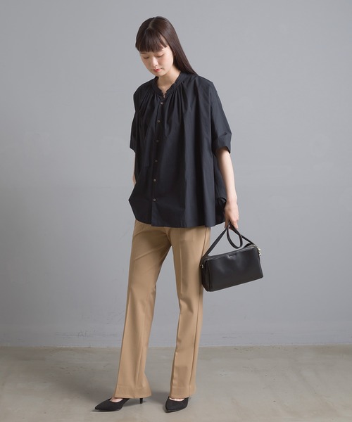 OMNES（オムネス）の「リーニエントタイプライター バッグギャザーブラウス（シャツ/ブラウス・レディース・ブラック/ベージュ/オフホワイト/ライム・FREE）」の10枚目の写真