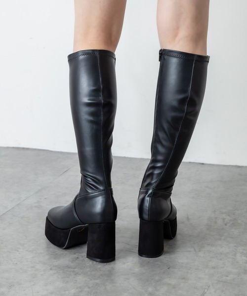 RASVOA(ラスボア)の「厚底ストレッチロングブーツ(ブーツ・レディース・ブラック・M/L)」の7枚目の写真