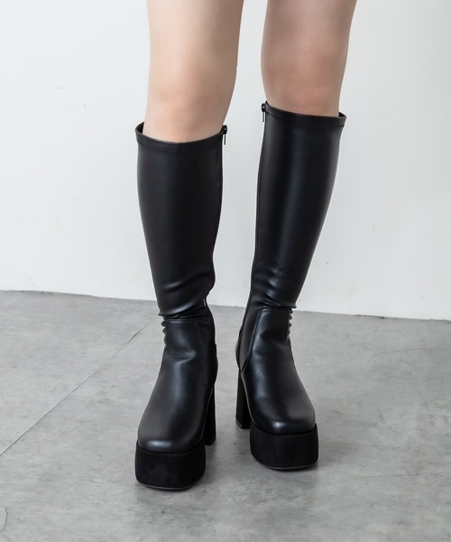 RASVOA(ラスボア)の「厚底ストレッチロングブーツ(ブーツ・レディース・ブラック・M/L)」の8枚目の写真