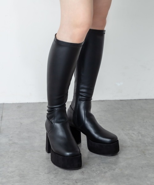 RASVOA(ラスボア)の「厚底ストレッチロングブーツ(ブーツ・レディース・ブラック・M/L)」の9枚目の写真