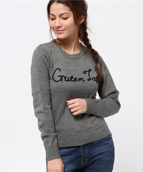 earth music&ecology（アースミュージックアンドエコロジー）の「ステッチ風刺繍プルオーバー（ニット/セーター・レディース・アイボリー/杢グレー/ワインレッド/ブラック・SMALL/MEDIUM）」の3枚目の写真