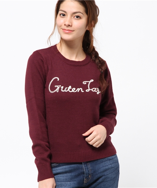 earth music&ecology（アースミュージックアンドエコロジー）の「ステッチ風刺繍プルオーバー（ニット/セーター・レディース・アイボリー/杢グレー/ワインレッド/ブラック・SMALL/MEDIUM）」の4枚目の写真