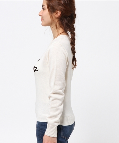 earth music&ecology（アースミュージックアンドエコロジー）の「ステッチ風刺繍プルオーバー（ニット/セーター・レディース・アイボリー/杢グレー/ワインレッド/ブラック・SMALL/MEDIUM）」の6枚目の写真