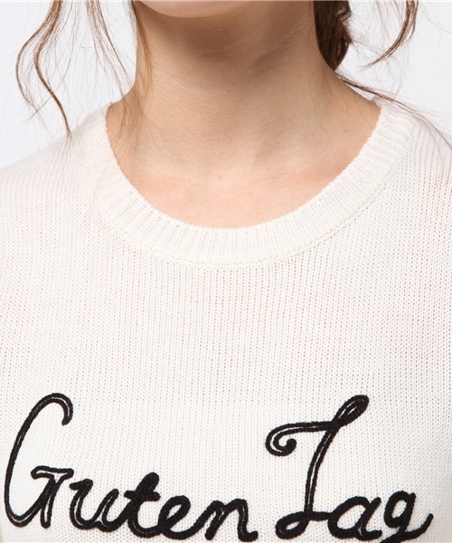 earth music&ecology（アースミュージックアンドエコロジー）の「ステッチ風刺繍プルオーバー（ニット/セーター・レディース・アイボリー/杢グレー/ワインレッド/ブラック・SMALL/MEDIUM）」の8枚目の写真