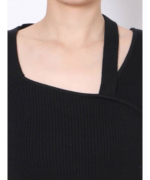 EVRIS（エヴリス）の「ショルダーデザインハーフスリーブニットトップス（ニット/セーター・レディース・ブラック/ホワイト/カーキ・FREE）」の11枚目の写真