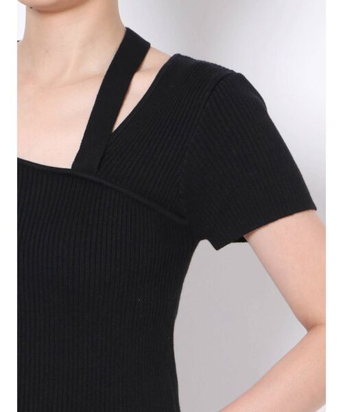 EVRIS（エヴリス）の「ショルダーデザインハーフスリーブニットトップス（ニット/セーター・レディース・ブラック/ホワイト/カーキ・FREE）」の12枚目の写真