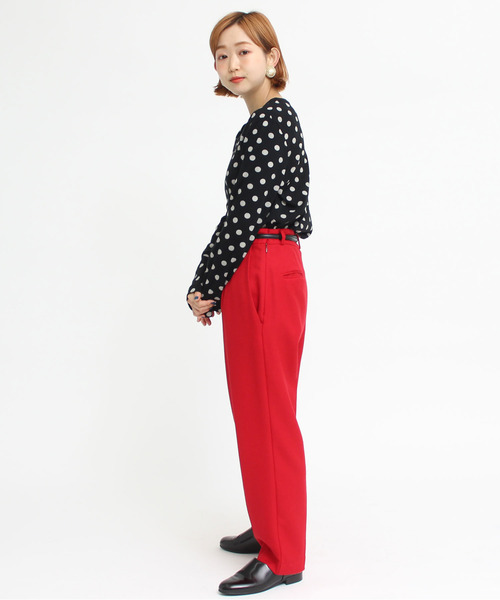 CHILD WOMAN（チャイルドウーマン）の「フライスドットプリントクルーネック長袖プルオーバー（Tシャツ/カットソー・レディース・ブラック/アイボリー・FREE）」の6枚目の写真