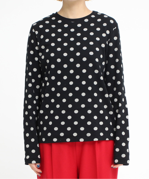 CHILD WOMAN（チャイルドウーマン）の「フライスドットプリントクルーネック長袖プルオーバー（Tシャツ/カットソー・レディース・ブラック/アイボリー・FREE）」の9枚目の写真