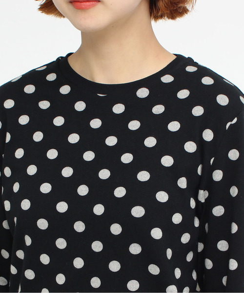 CHILD WOMAN（チャイルドウーマン）の「フライスドットプリントクルーネック長袖プルオーバー（Tシャツ/カットソー・レディース・ブラック/アイボリー・FREE）」の12枚目の写真