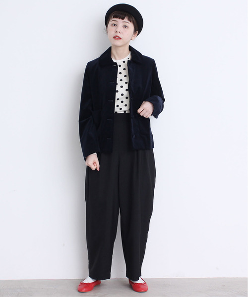 CHILD WOMAN（チャイルドウーマン）の「フライスドットプリントクルーネック長袖プルオーバー（Tシャツ/カットソー・レディース・ブラック/アイボリー・FREE）」の19枚目の写真