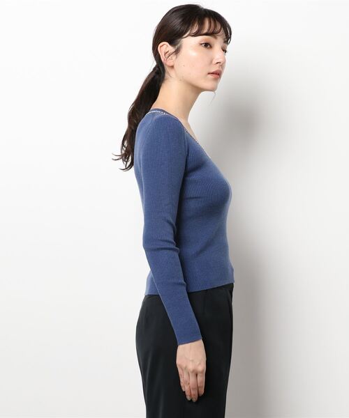 SAISON DE PAPILLON（セゾンドパピヨン）の「チェーンネックリブニットプルオーバー（ニット/セーター・レディース・ホワイト/ブラック/ネイビー/グレー/グリーン・M/L）」の6枚目の写真