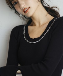 SAISON DE PAPILLON | [宮田聡子着用アイテム]　チェーンネックリブニットプルオーバー(ニット/セーター)