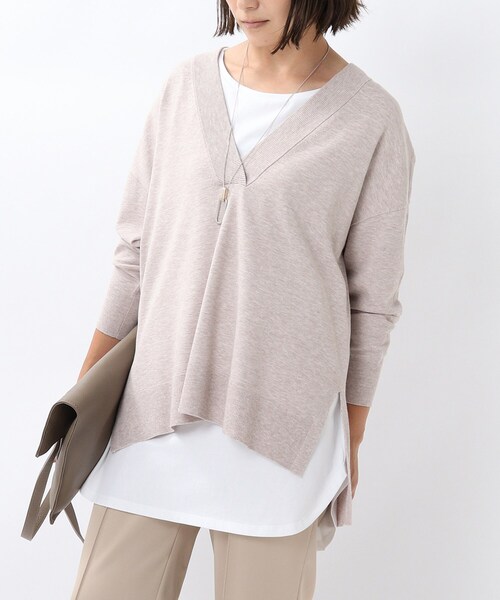 UNTITLED（アンタイトル）の「◆Vネックニットプルオーバー+フレンチカットソーセット【洗える】（その他トップス・レディース・ライトグレー/ブラック/ライトベージュ/ライトオレンジ系・00/02）」の3枚目の写真