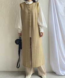 She's Closet | 前後2wayノースリーブヘリンボーン柄ニットロングジレベスト(ベスト)