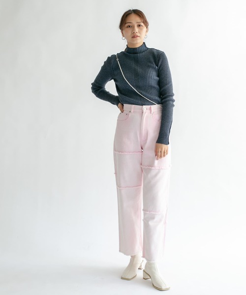 新品❤️CPGピンク ハイネック KBF（ケイビーエフ）の「illi ランダムRIBハイネックニット（ニット