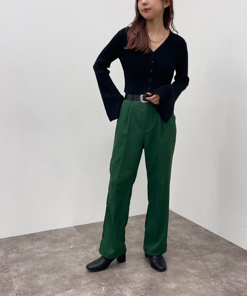 apres jour mignon（アプレジュールミニョン）の「フレア袖カーディガン【ZOZOTOWN限定アイテム】（カーディガン/ボレロ・レディース・グリーン/アイボリー/ブラック/オレンジ・フリー/X-LARGE）」の20枚目の写真