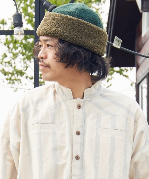 チャイハネ（チャイハネ）の「【チャイハネ】バイカラーボアキャップ（キャップ・レディース・ベージュ/グリーン/ネイビー・FREE）」の3枚目の写真