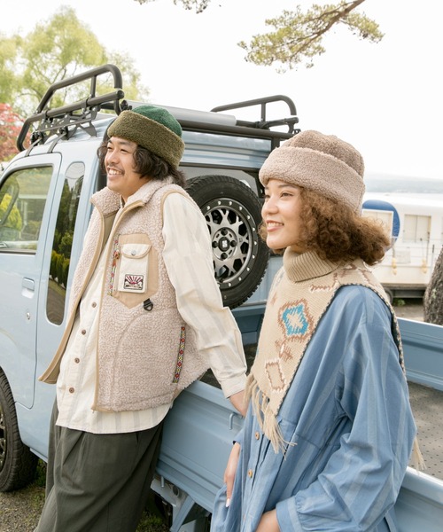 チャイハネ（チャイハネ）の「【チャイハネ】バイカラーボアキャップ（キャップ・レディース・ベージュ/グリーン/ネイビー・FREE）」の8枚目の写真