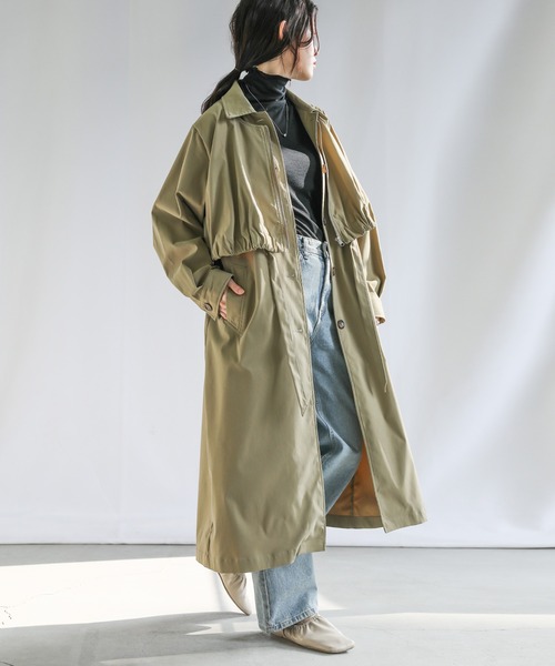 レコma❤️新品 パーリッシィ 交織ツイルステンカラーコート カーキ F PAR ICI（パーリッシィ）の「交織ツイル ステンカラーコート（ステン