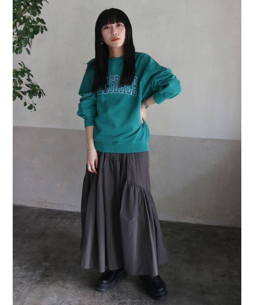 Ungrid（アングリッド）の「ウォッシュロゴスウェット(カレッジロゴ)（スウェット・レディース・ライトグレー/チャコールグレー/グリーン/ブルー・FREE）」の14枚目の写真