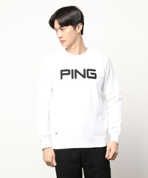 PING APPAREL】PING 撥水 ビッグ ロゴ クルーネック ニット プル