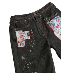 スカラーアップリケデニムパンツ スカラー ScoLar 蝶刺繍アップリケデニムパンツ(506029093
