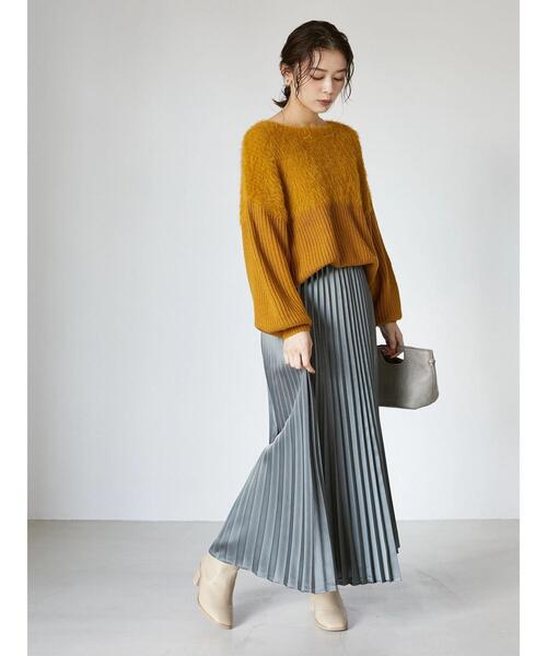 Petit fleur(プチフルール)の「・Petit Fleur サテンプリーツスカート*(スカート・レディース・ブラック/イエロー/グリーン/グレイッシュベージュ・FREE)」の19枚目の写真