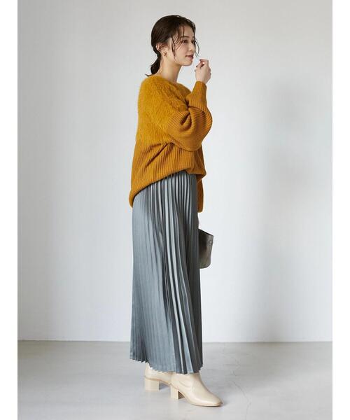 Petit fleur(プチフルール)の「・Petit Fleur サテンプリーツスカート*(スカート・レディース・ブラック/イエロー/グリーン/グレイッシュベージュ・FREE)」の21枚目の写真