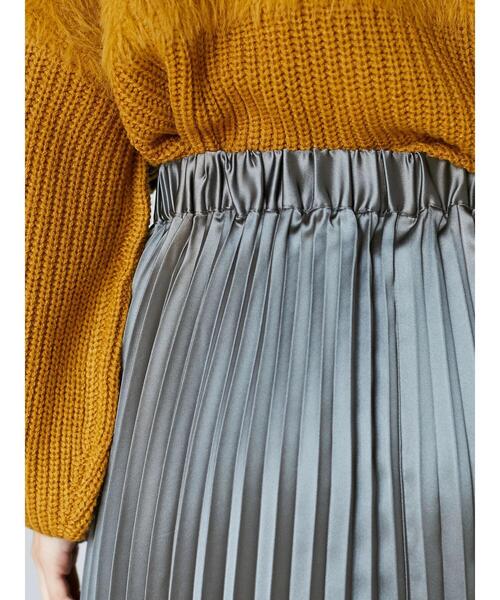 Petit fleur(プチフルール)の「・Petit Fleur サテンプリーツスカート*(スカート・レディース・ブラック/イエロー/グリーン/グレイッシュベージュ・FREE)」の5枚目の写真