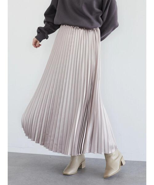 Petit fleur(プチフルール)の「・Petit Fleur サテンプリーツスカート*(スカート・レディース・ブラック/イエロー/グリーン/グレイッシュベージュ・FREE)」の14枚目の写真