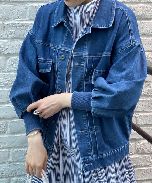 BEARDSLEY(ビアズリー)の「袖口がリブ ボリューム感が◎柔らかい生地感 袖パフGジャン(デニムジャケット・レディース・インディゴブルー・FREE)」の20枚目の写真
