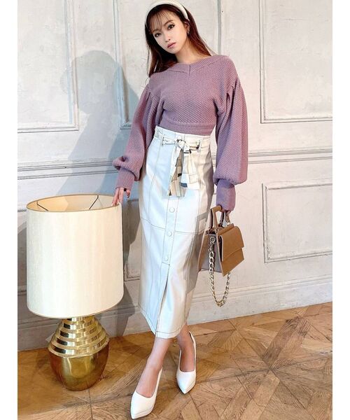 RESEXXY（リゼクシー）の「ボリュームスリーブコンパクトニット（ニット/セーター・レディース・ブラック/オレンジ/アイボリー/ラベンダー・FREE）」の19枚目の写真