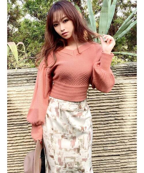 RESEXXY（リゼクシー）の「ボリュームスリーブコンパクトニット（ニット/セーター・レディース・ブラック/オレンジ/アイボリー/ラベンダー・FREE）」の7枚目の写真