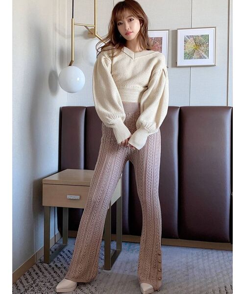 RESEXXY（リゼクシー）の「ボリュームスリーブコンパクトニット（ニット/セーター・レディース・ブラック/オレンジ/アイボリー/ラベンダー・FREE）」の9枚目の写真