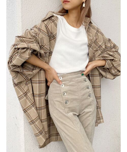 GYDA（ジェイダ）の「ドルマンBIGチェックシャツ（シャツ/ブラウス・レディース・ブラック/ベージュ・FREE）」の15枚目の写真